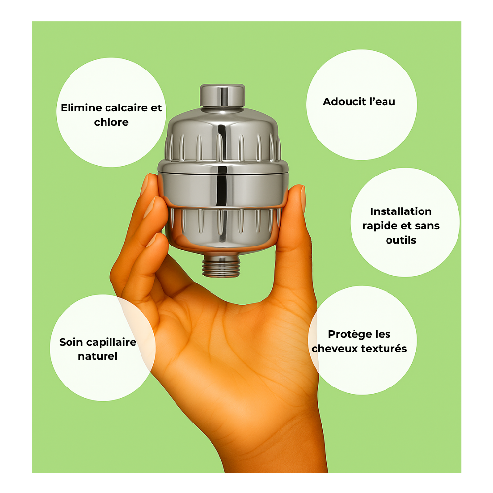 Filtre de douche universel – Eau pure pour vos cheveux texturés